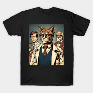 Serious cat portrait wearing glasses T-Shirt